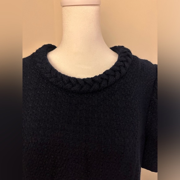 NEW FLORA BEA mini dress in meadowland Navy size LARGE TWEAD -collar round braid - Picture 6 of 8